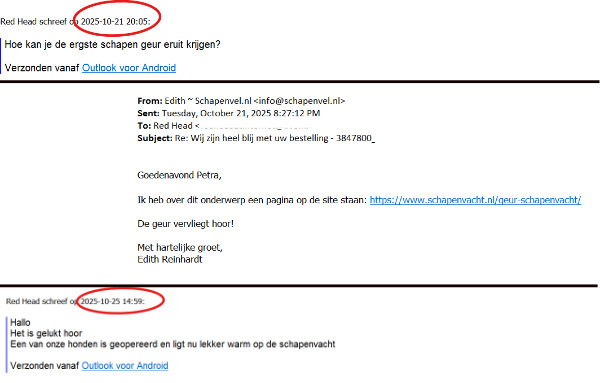 beoordeling over de geur uit een schapenvacht krijgen