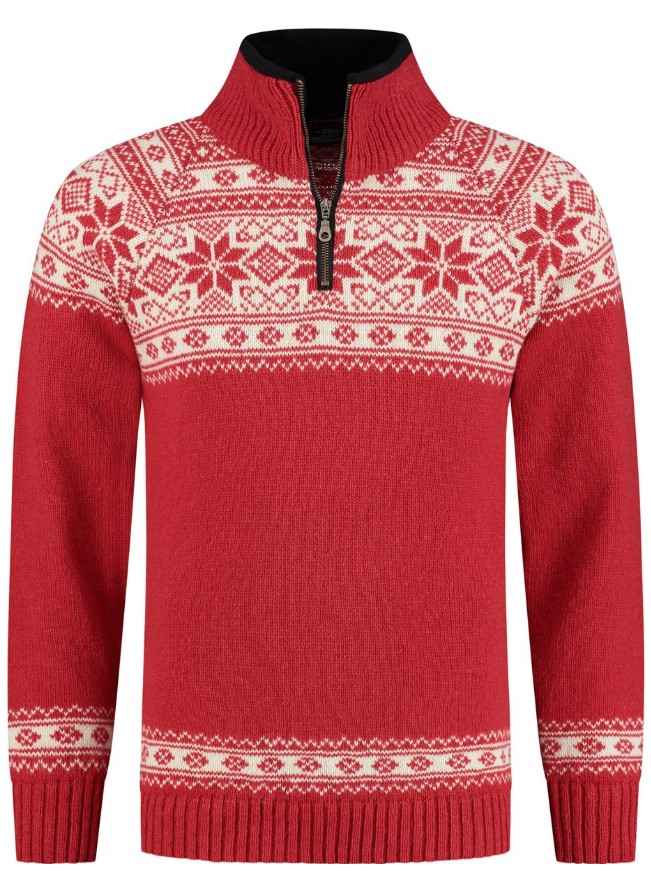 Noorse wollen trui  rood/wit