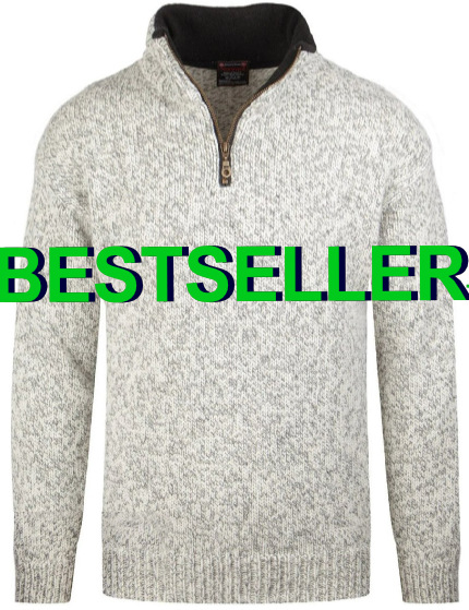 Noorse wollen trui  ecru/lichtgrijs