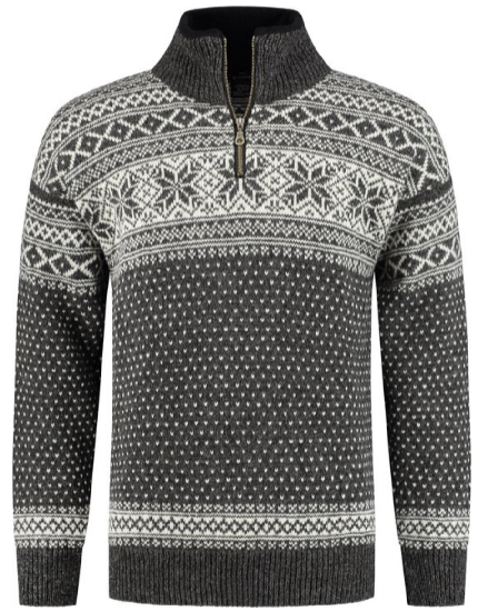 Noorse wollen trui  grijs/ecru