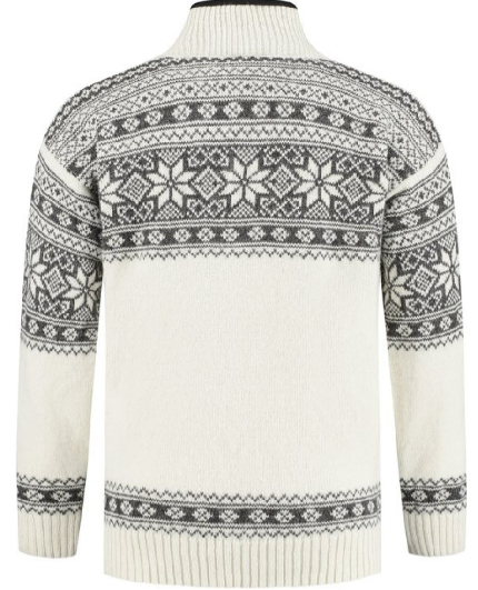Noorse wollen trui  wit/grijs