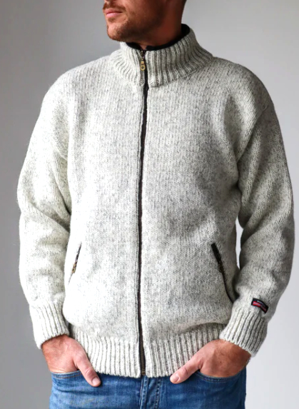 Wollen VEST ecru/grijs